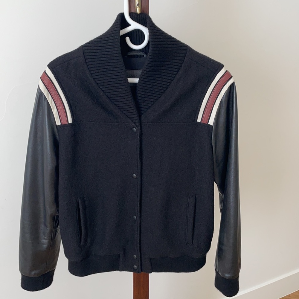 All Saints Bordin Striped Varsity Jacket